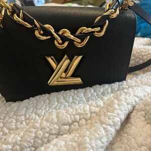 Louis Vuitton Black Crossbody Bag with Gold Hardware